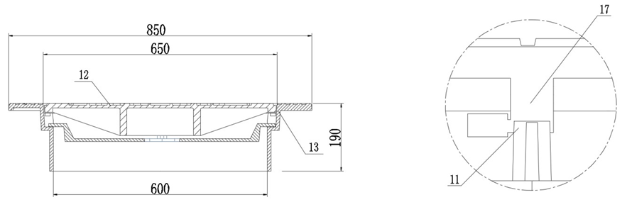 檢查井蓋防墜裝置局部剖面圖標(biāo)引序號說明